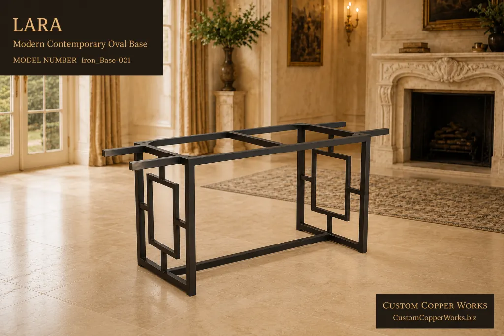 Lara modern contemporary iron base with geometric rectangular panels