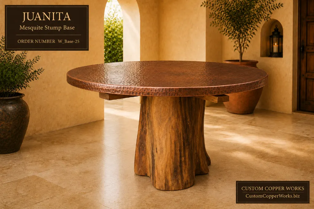 Juanita solid mesquite stump table base with natural finish