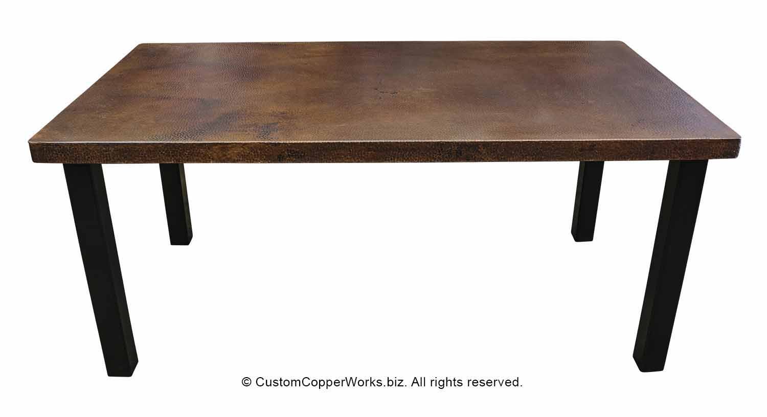 Rectangle copper top on the Isabela forged iron base