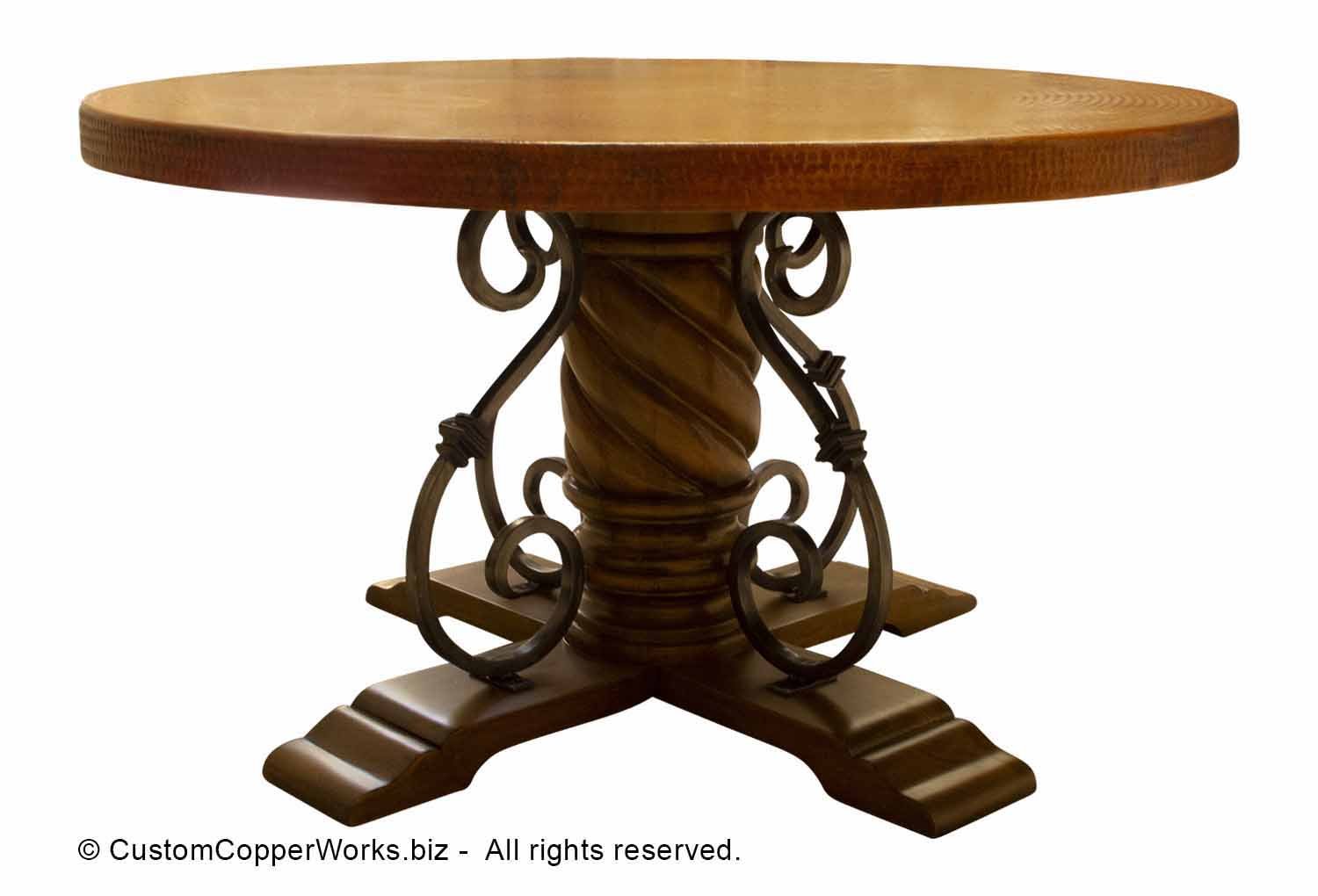 Copper Color Muted top on the Mia spiral pedestal with forged French curls