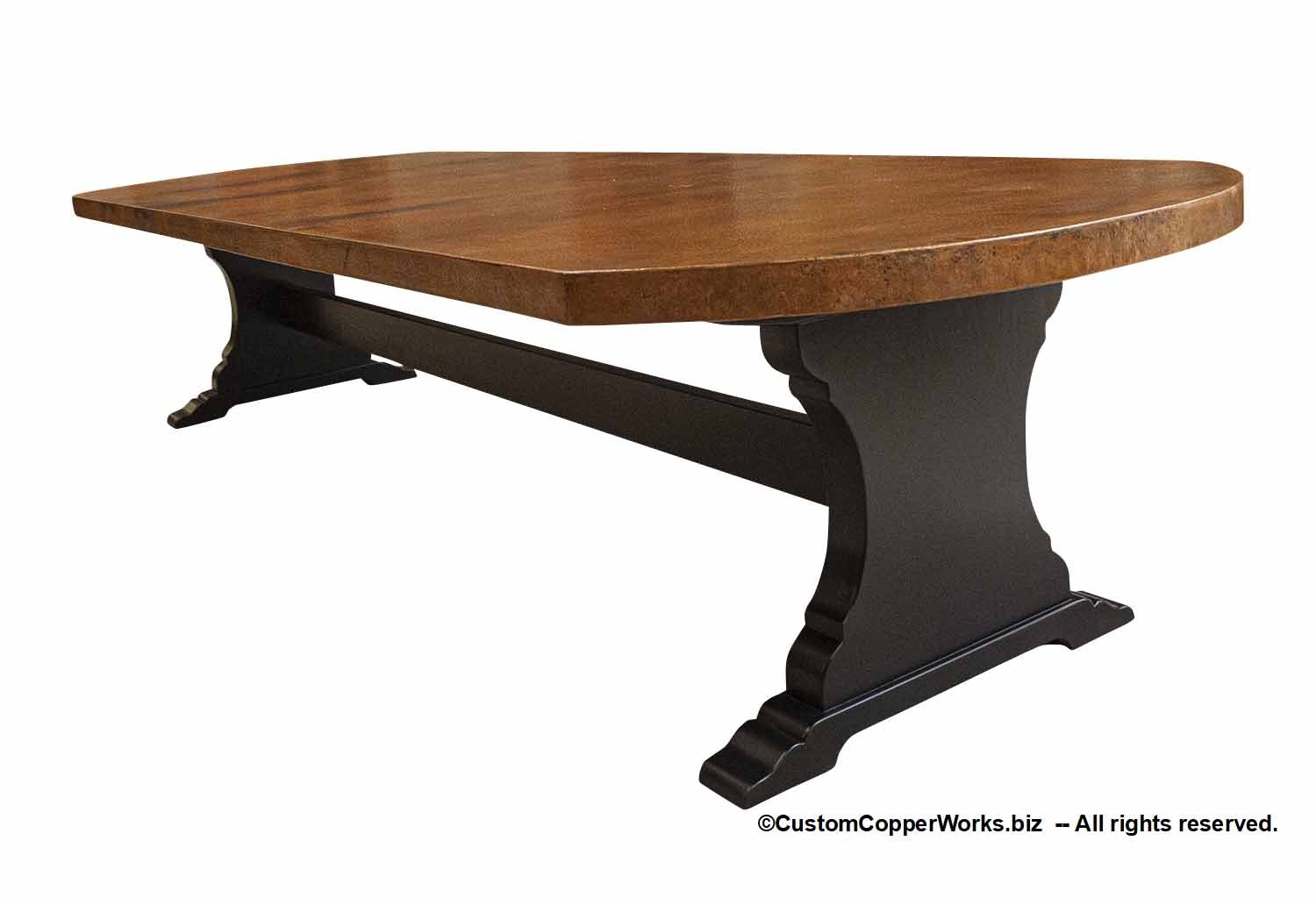 Large rectangle copper top on the Lilia trestle base
