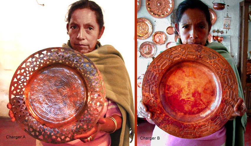 Santa Clara del Cobre hand-hammered copper chargers